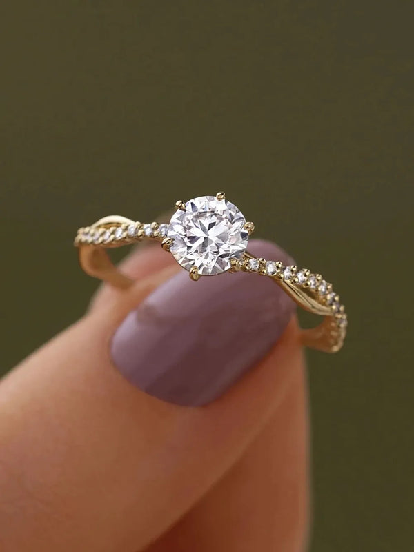 Lovcia Radiant Shine 925 Sterling Silver Inlaid Zircon Ring for Women - Gold-6- - Buy latest trendy Rings for Women and Girls