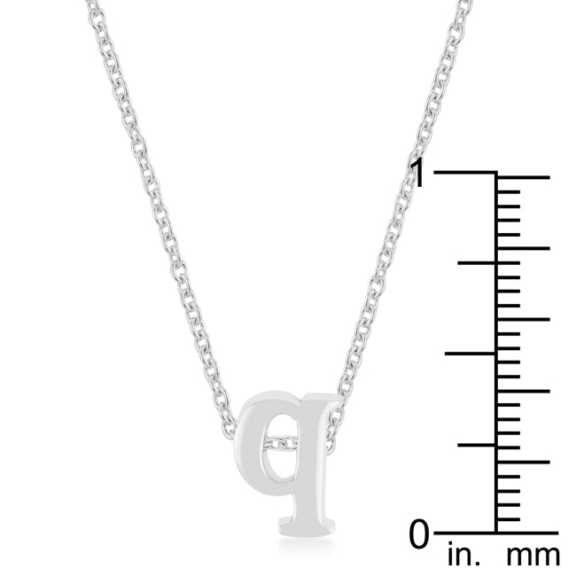 Lovcia Radiant Silver Initial Q Necklace with Rhodium Shine-Pendants-
