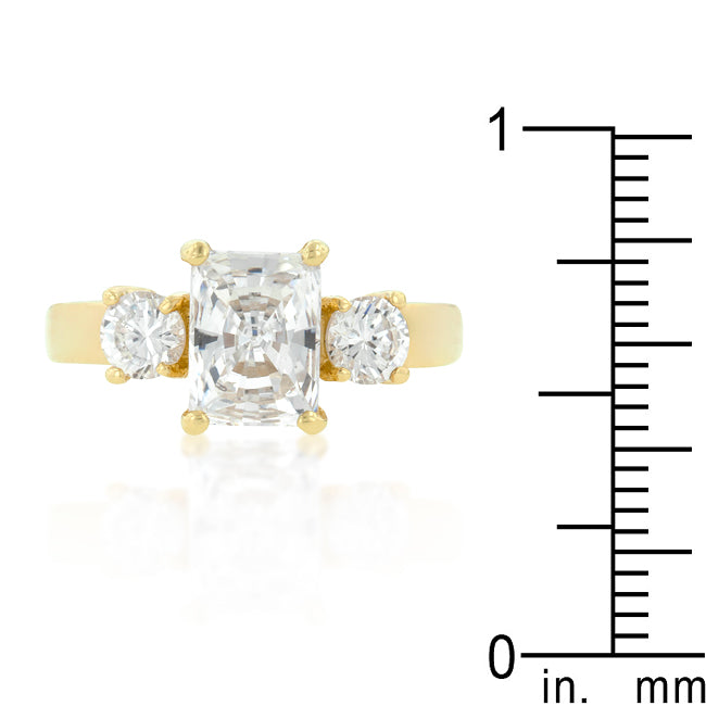 Lovcia Radiant Trio Cubic Zirconia Gold-Plated Ring-Rings-