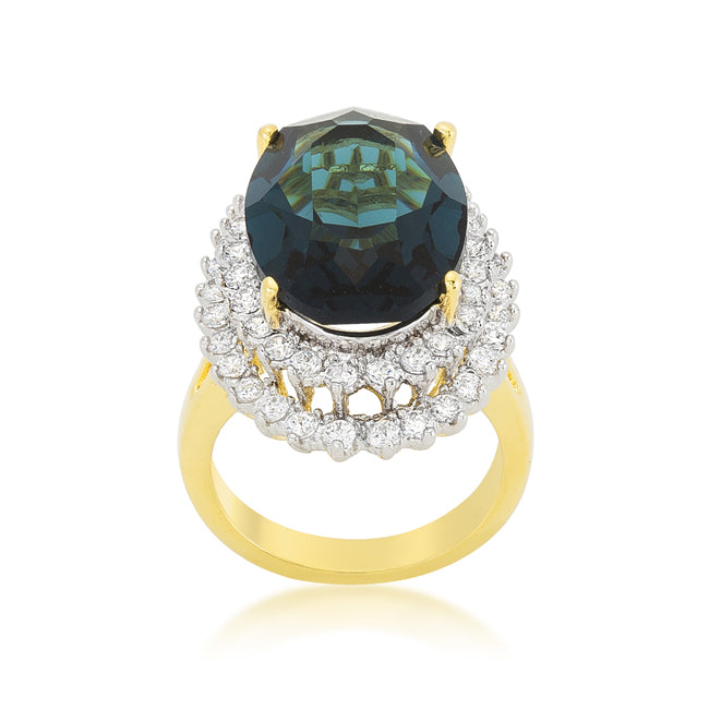 Lovcia Radiant Two-Tone Halo Oval Cocktail Ring-Rings-5-5