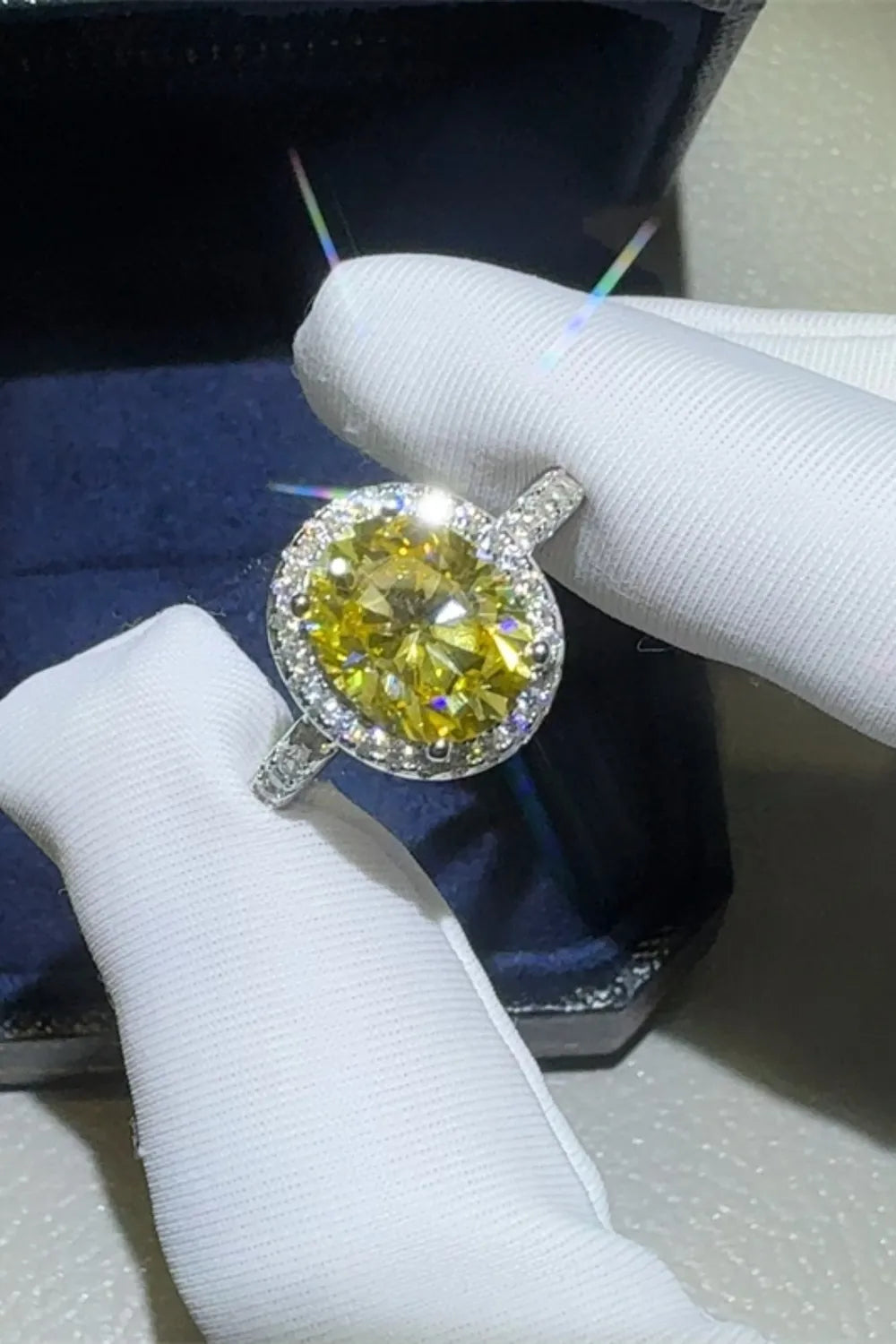 Lovcia Radiant Yellow 3 Carat Moissanite 925 Sterling Silver Ring for Women - Yellow-5- - Buy latest trendy Rings for Women and Girls