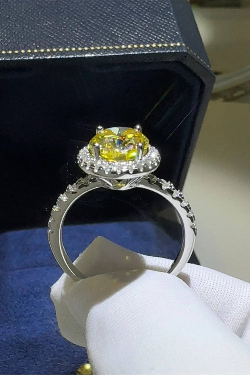 Lovcia Radiant Yellow 3 Carat Moissanite 925 Sterling Silver Ring for Women - Yellow-5- - Buy latest trendy Rings for Women and Girls