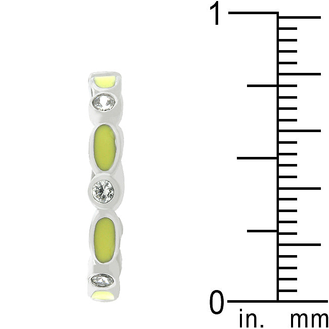 Lovcia Radiant Yellow Enamel Stacker Ring with Cubic Zirconia-Rings-5-5