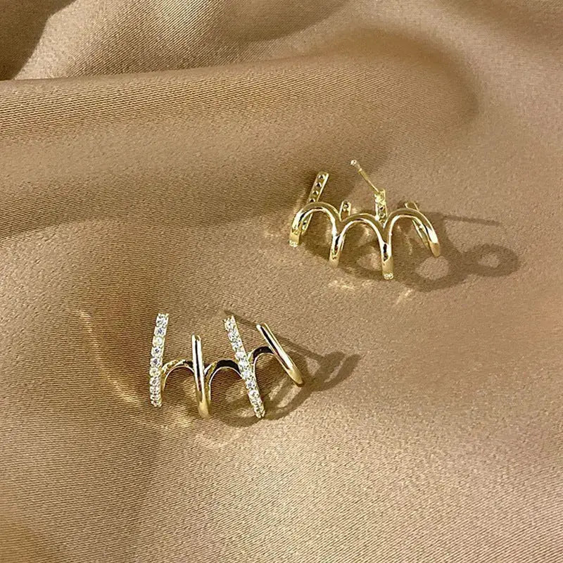 Lovcia Radiant Zircon Four-Prong Earrings for Women - Illuminate Your Style-Earrings-Gold-Gold