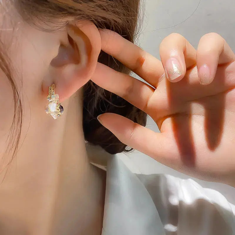 Lovcia Radiate Elegance Enchanting Green Flower Earrings for Women-Earrings-Gold-Gold