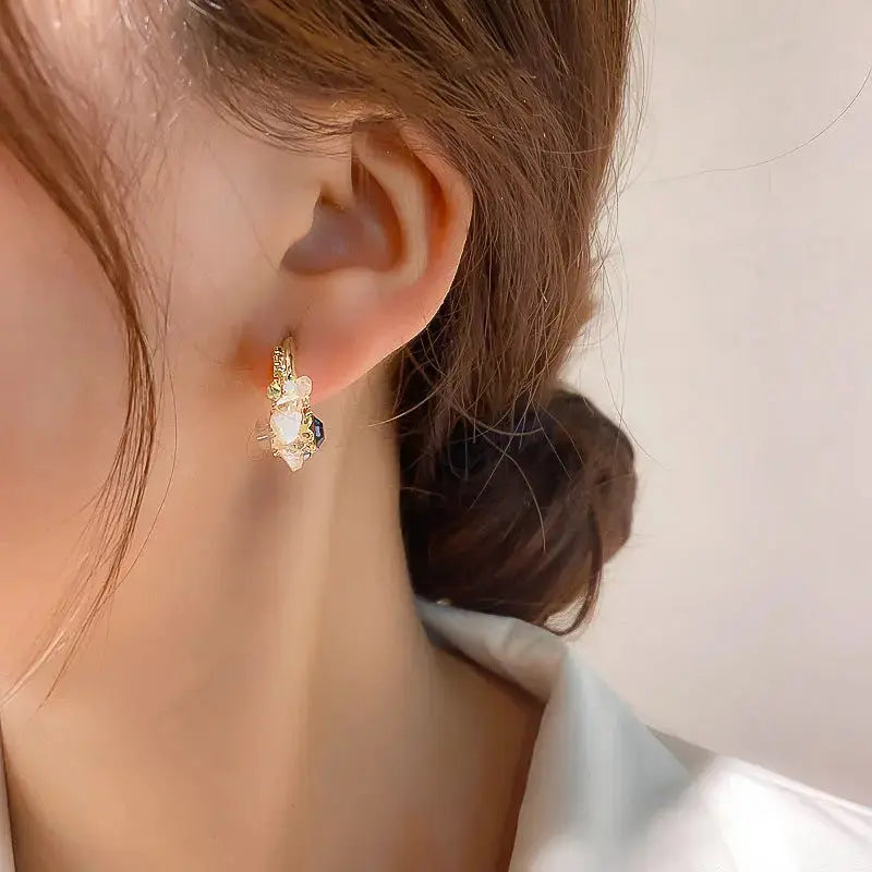 Lovcia Radiate Elegance Enchanting Green Flower Earrings for Women-Earrings-Gold-Gold