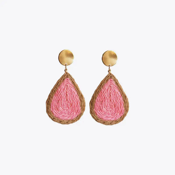 Lovcia Raffia Grass Teardrop Earrings-Earrings-Carnation Pink-One Size-Carnation Pink