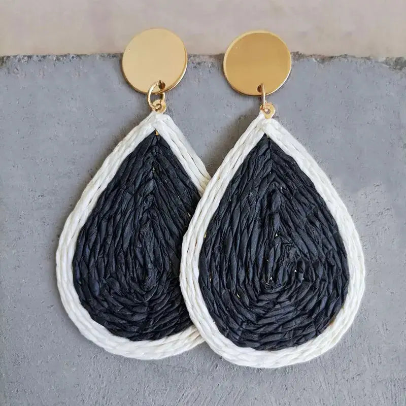 Lovcia Raffia Grass Teardrop Earrings-Earrings-Carnation Pink-One Size-Carnation Pink