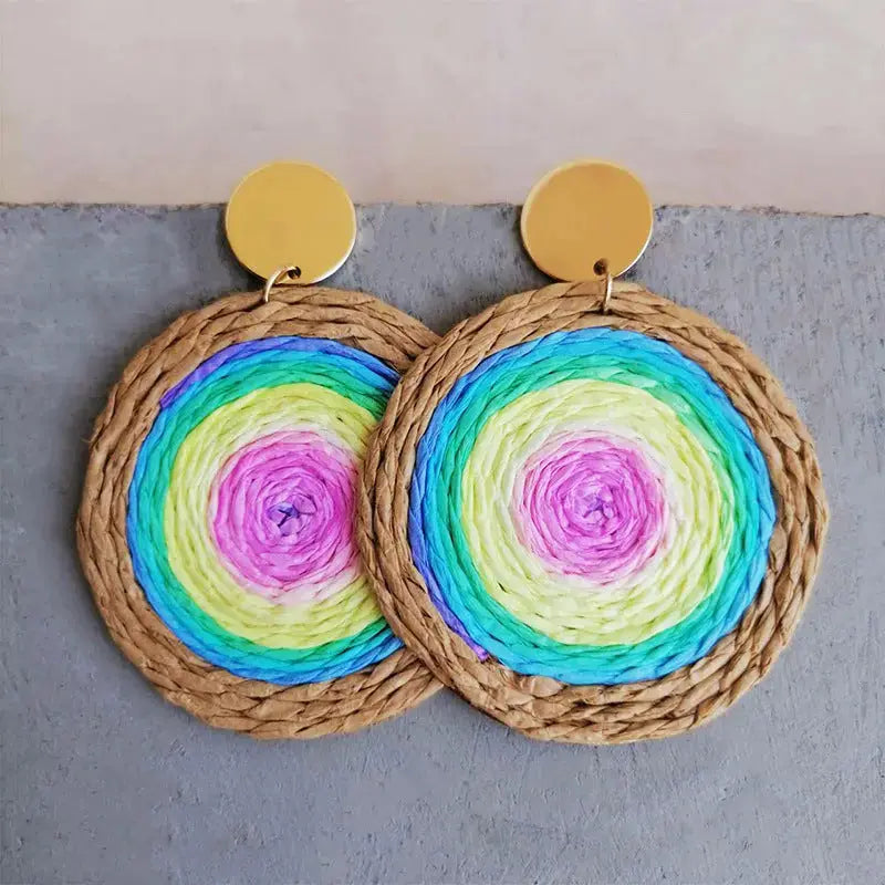 Lovcia Raffia Grass Teardrop Earrings-Earrings-Carnation Pink-One Size-Carnation Pink