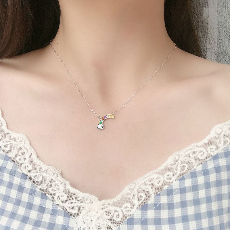 Lovcia Rainbow Cloud Necklace 925 Sterling Silver CZ-Necklaces-