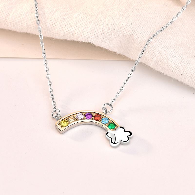 Lovcia Rainbow Cloud Necklace 925 Sterling Silver CZ-Necklaces-