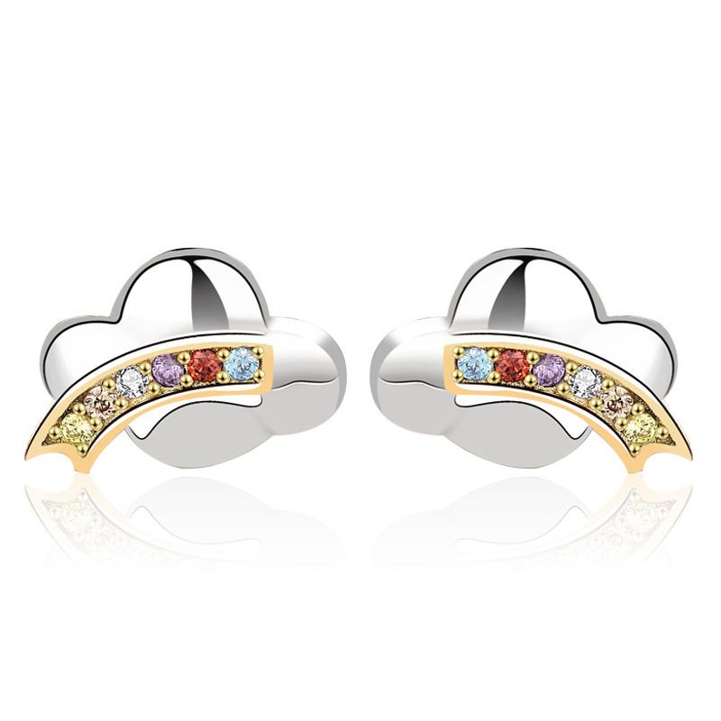 Lovcia Rainbow CZ Cloud 925 Sterling Silver Stud Earrings-Earrings-