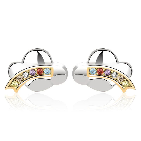 Lovcia Rainbow CZ Cloud 925 Sterling Silver Stud Earrings-Earrings-