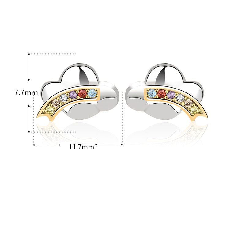 Lovcia Rainbow CZ Cloud 925 Sterling Silver Stud Earrings-Earrings-