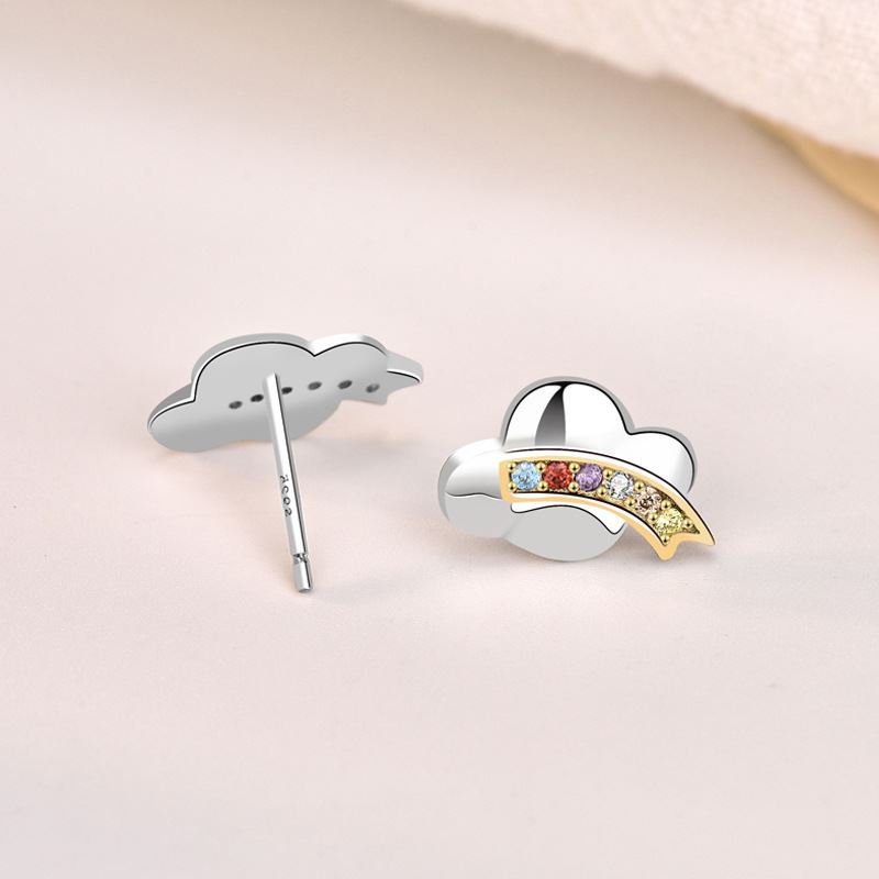Lovcia Rainbow CZ Cloud 925 Sterling Silver Stud Earrings-Earrings-