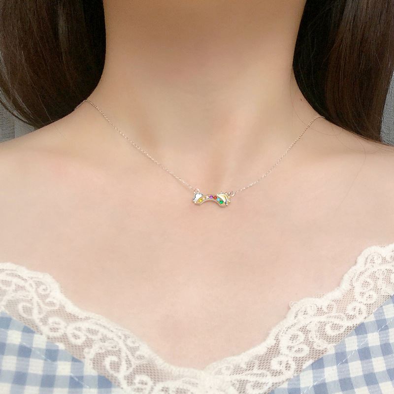 Lovcia Rainbow CZ Cloud Sun Necklace 925 Silver 40cm-Necklaces-