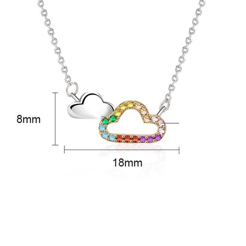 Lovcia Rainbow CZ Hollow Cloud 925 Sterling Silver Necklace-Necklaces-