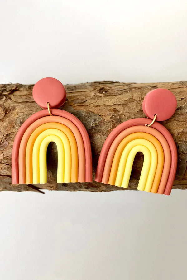Lovcia Rainbow Shape Dangle Earrings-Earrings-Coral-One Size-Coral