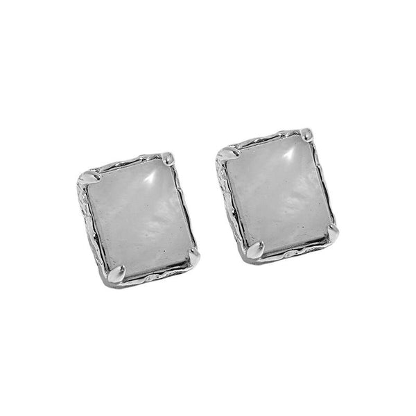 Lovcia Rectangle Crystal Stud Earrings 925 Sterling Silver-Earrings-
