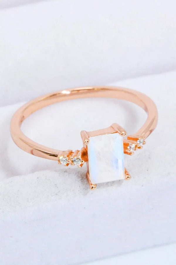 Lovcia Rectangle Natural Moonstone Ring-Rings-Rose Gold-6-Rose Gold