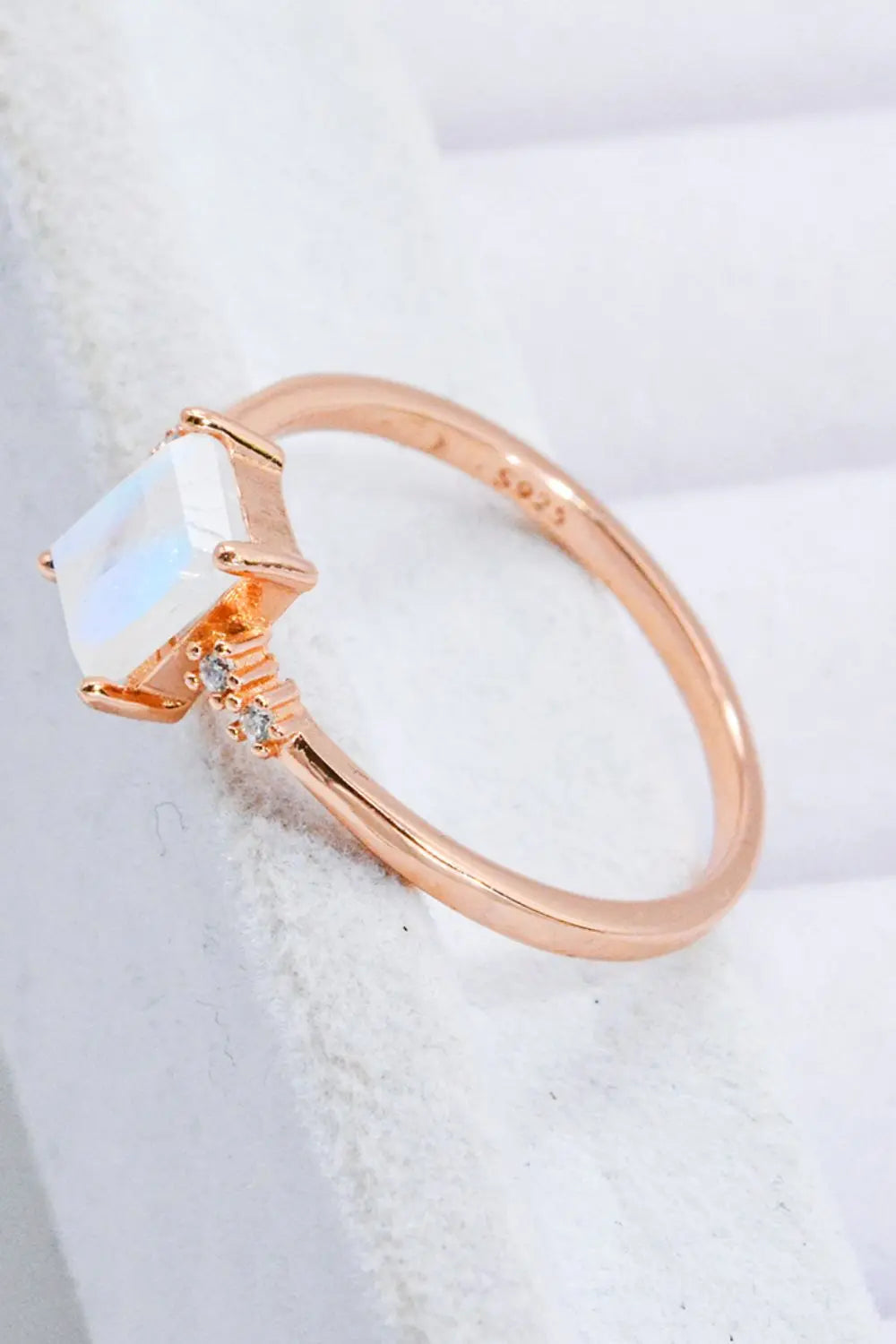 Lovcia Rectangle Natural Moonstone Ring-Rings-Rose Gold-6-Rose Gold