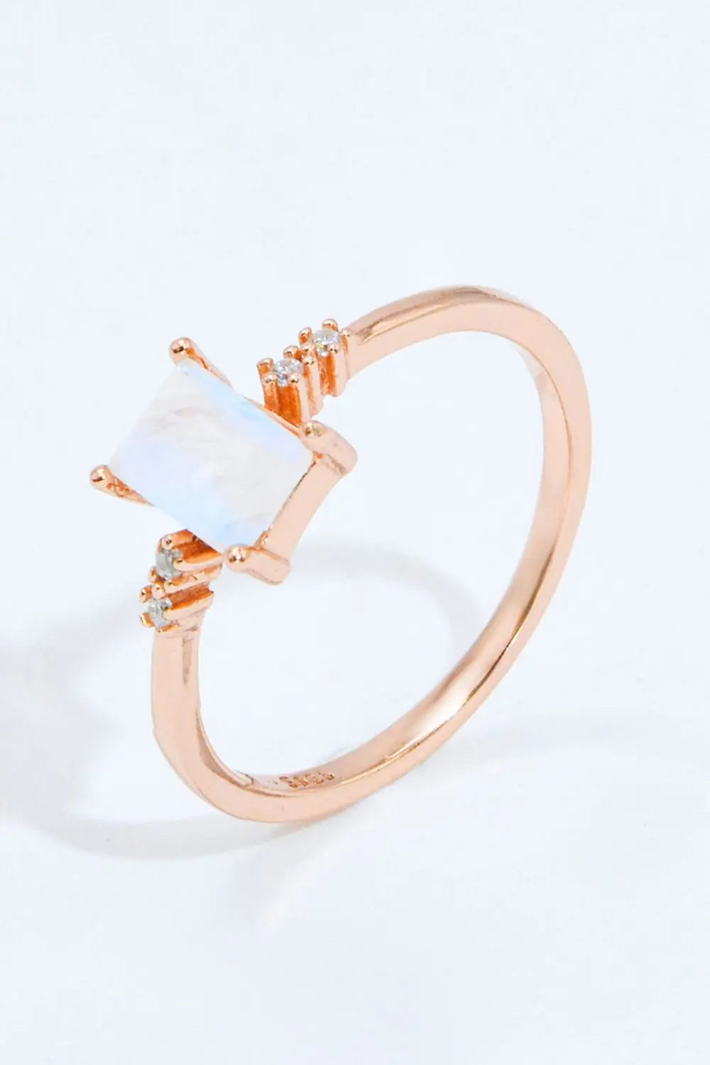 Lovcia Rectangle Natural Moonstone Ring-Rings-Rose Gold-6-Rose Gold