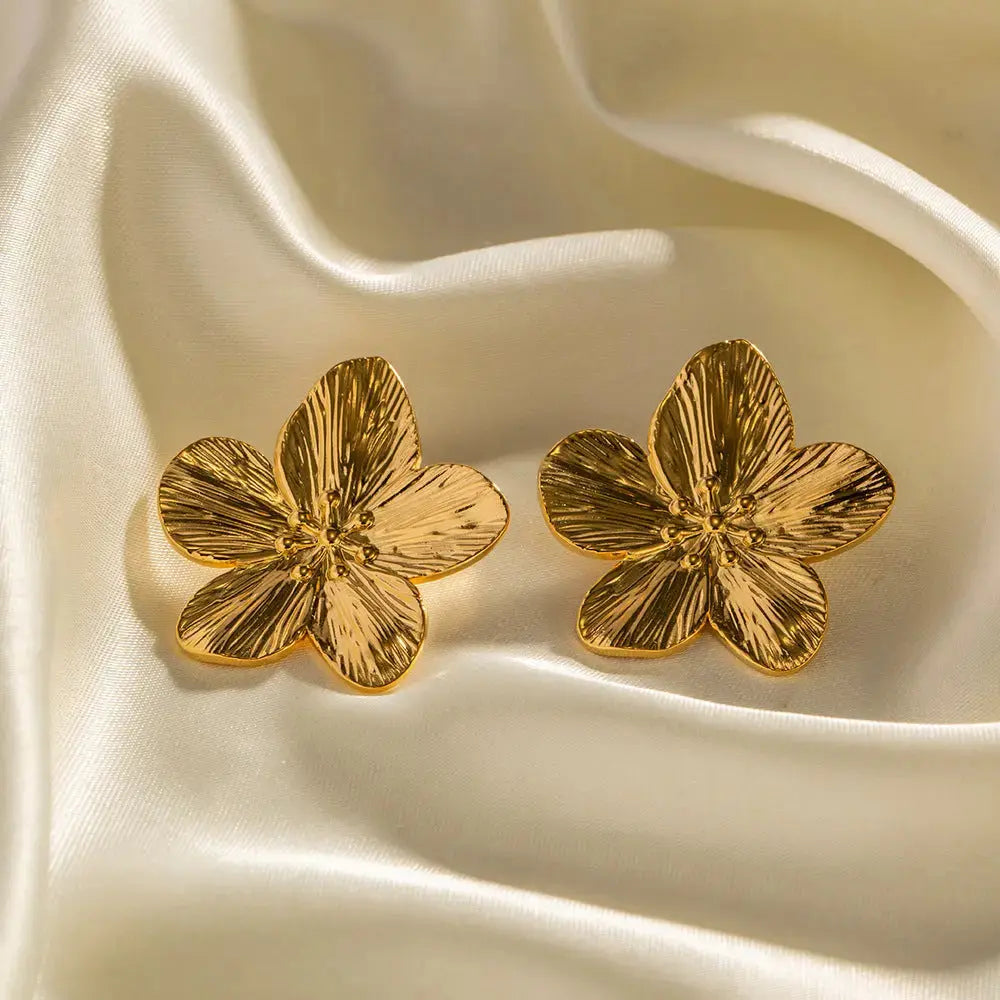 Lovcia Regal Bloom Gold Stud Earrings for Women - Exquisite French Vintage Fashion Jewellery-Earrings-JDE2302103-JDE2302103
