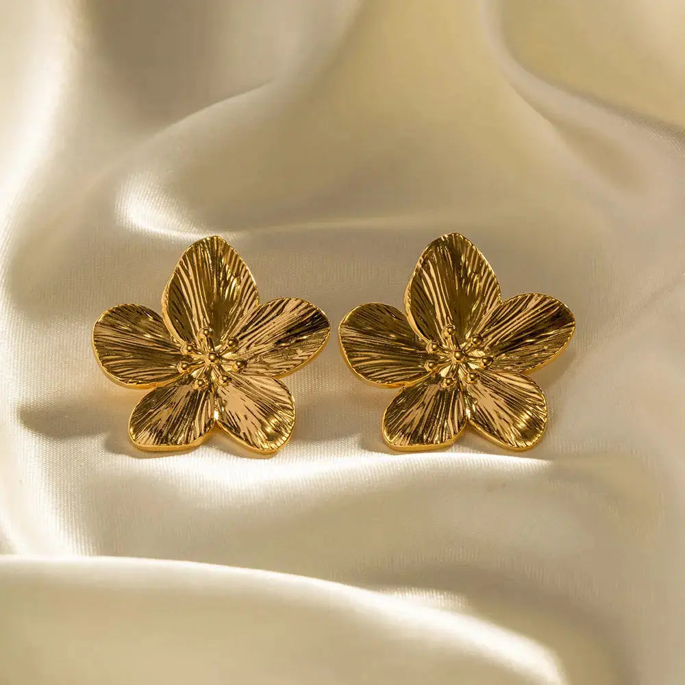 Lovcia Regal Bloom Gold Stud Earrings for Women - Exquisite French Vintage Fashion Jewellery-Earrings-JDE2302103-JDE2302103