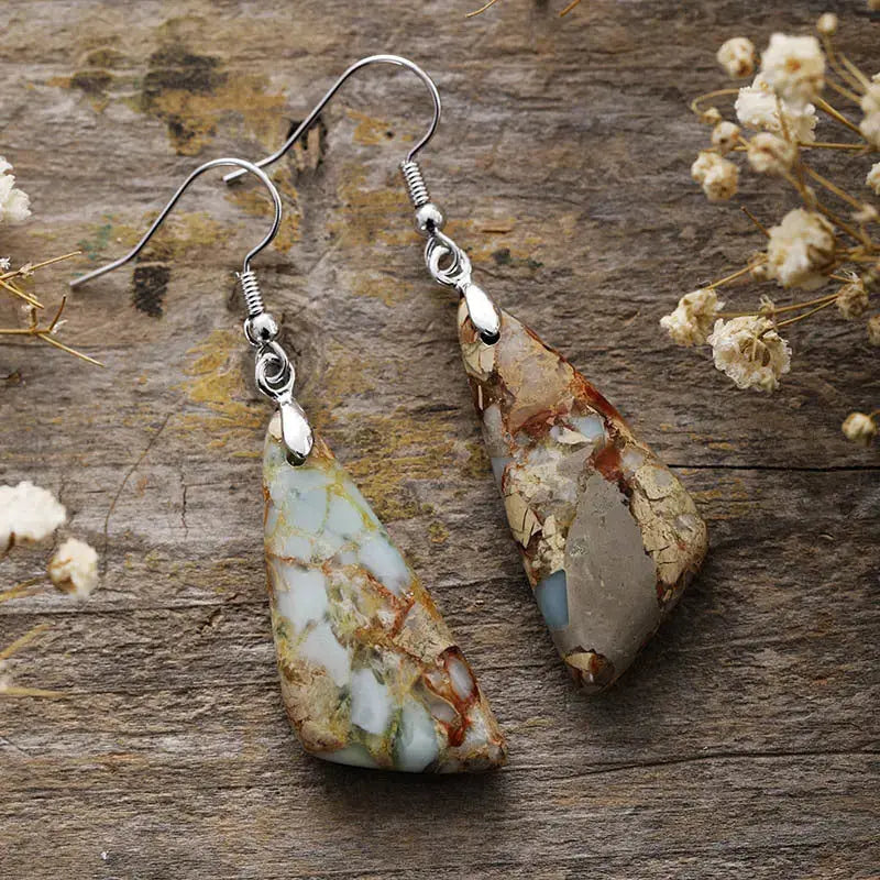 Lovcia Regal Geometric Emperor-Stone Earrings for Women-Earrings-Khaki-One Size-Khaki