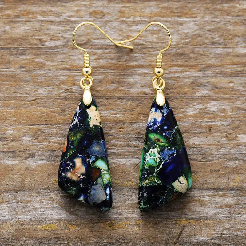Lovcia Regal Geometric Emperor-Stone Earrings for Women-Earrings-Navy-One Size-Navy