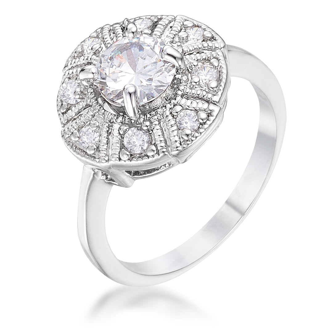 Lovcia Regal Milgrain Rhodium-Plated Ring-Rings-5-5