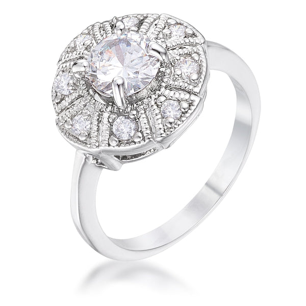 Lovcia Regal Milgrain Rhodium-Plated Ring-Rings-5-5