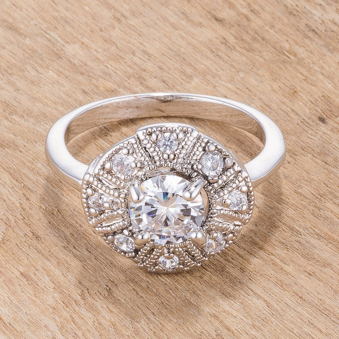 Lovcia Regal Milgrain Rhodium-Plated Ring-Rings-5-5