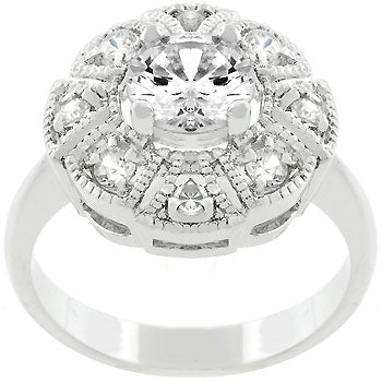 Lovcia Regal Milgrain Rhodium-Plated Ring-Rings-5-5