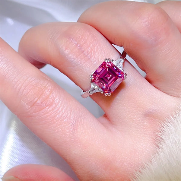 Lovcia Regal Pink 3 Carat Moissanite 925 Sterling Silver Ring for Women - Pink Purple-5- - Buy latest trendy Rings for Women and Girls