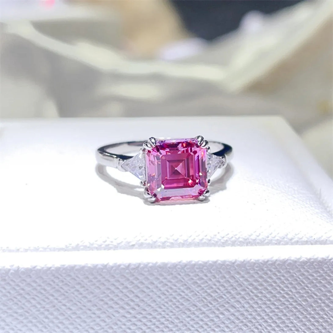Lovcia Regal Pink 3 Carat Moissanite 925 Sterling Silver Ring for Women - Pink Purple-5- - Buy latest trendy Rings for Women and Girls