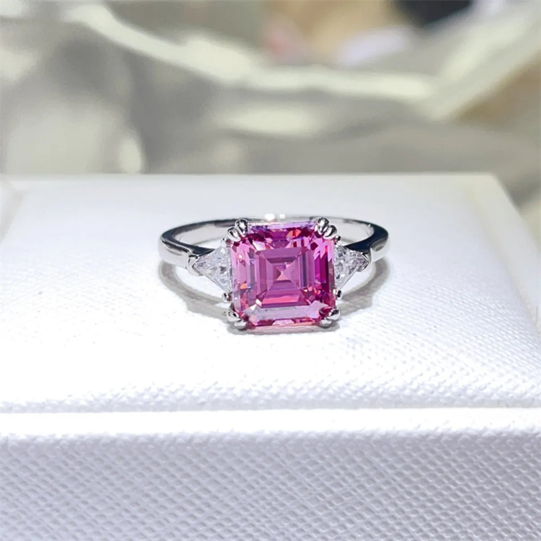 Lovcia Regal Pink 3 Carat Moissanite 925 Sterling Silver Ring for Women - Pink Purple-5- - Buy latest trendy Rings for Women and Girls