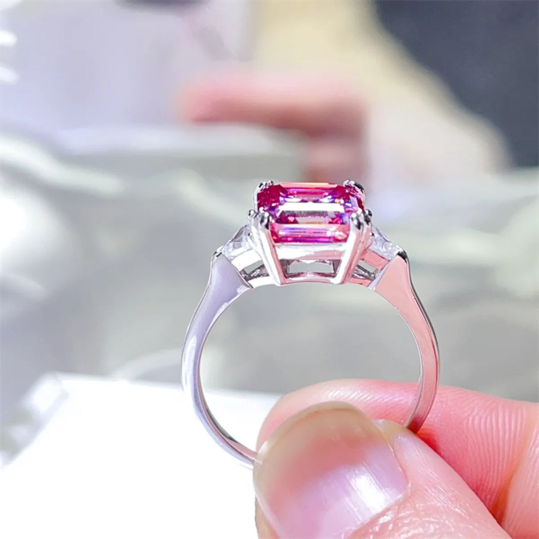 Lovcia Regal Pink 3 Carat Moissanite 925 Sterling Silver Ring for Women - Pink Purple-5- - Buy latest trendy Rings for Women and Girls