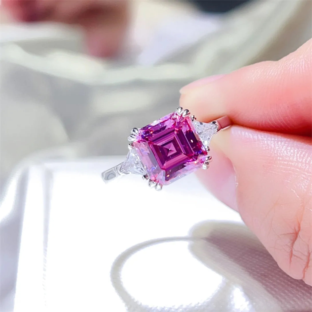 Lovcia Regal Pink 3 Carat Moissanite 925 Sterling Silver Ring for Women - Pink Purple-5- - Buy latest trendy Rings for Women and Girls