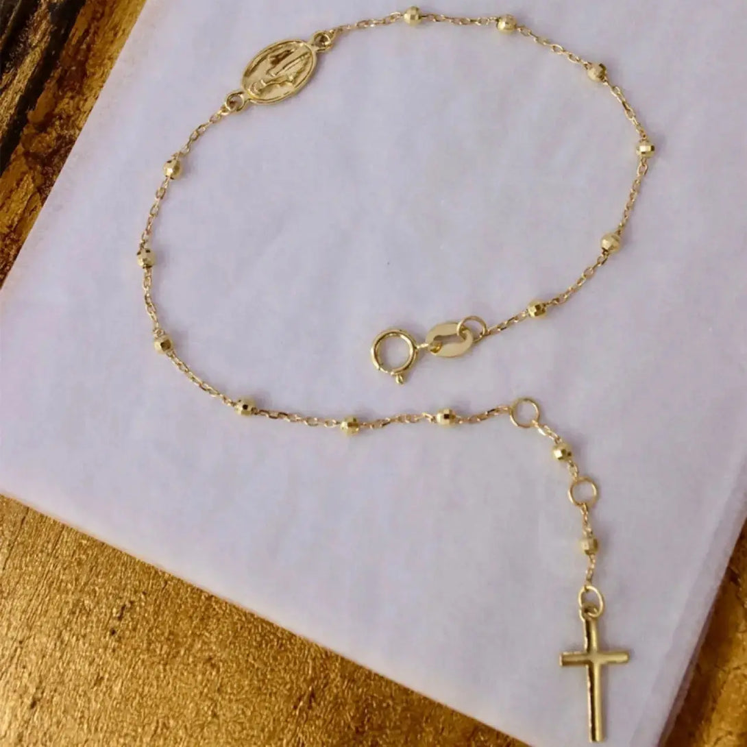 Lovcia Regal Reverie Vintage Cross 18K Gold Bracelet for Women-Bracelets-Gold-Bracelet-Gold