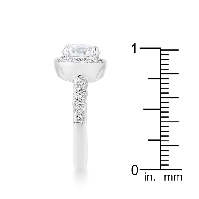 Lovcia Regal Splendor 2.2ct Clear CZ Rhodium Halo Engagement Ring-Rings-5-5