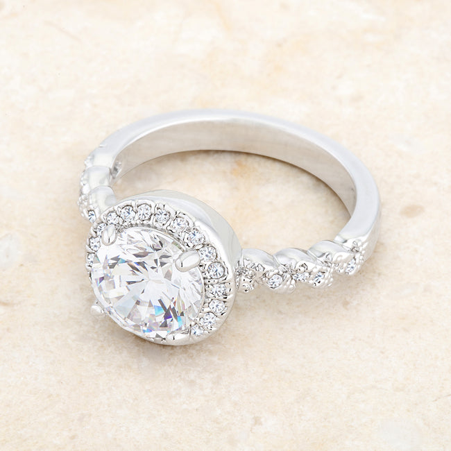 Lovcia Regal Splendor 2.2ct Clear CZ Rhodium Halo Engagement Ring-Rings-5-5