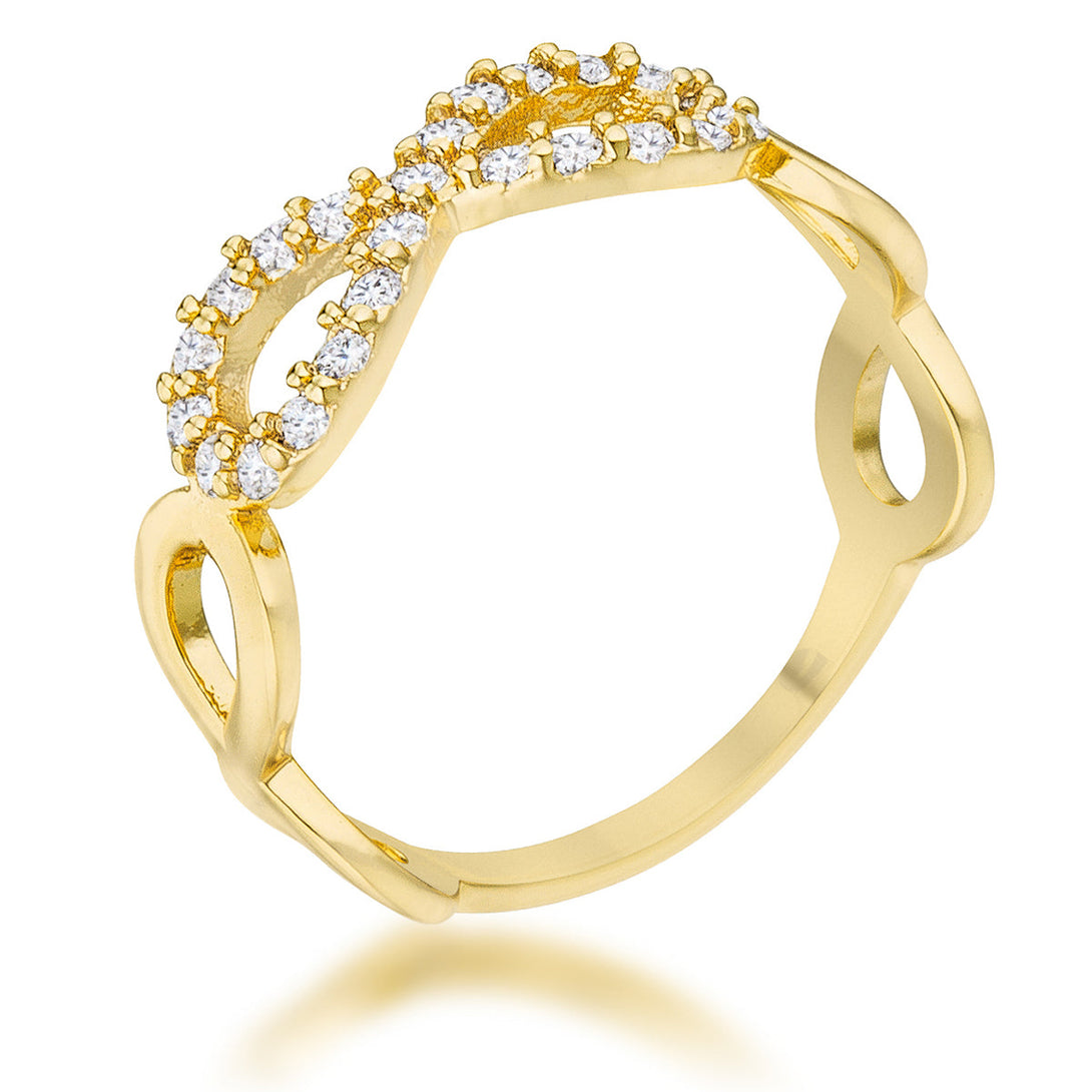 Lovcia Regal Splendor Infinity Ring with 0.35ct CZ in 18k Gold Plating-Rings-5-5