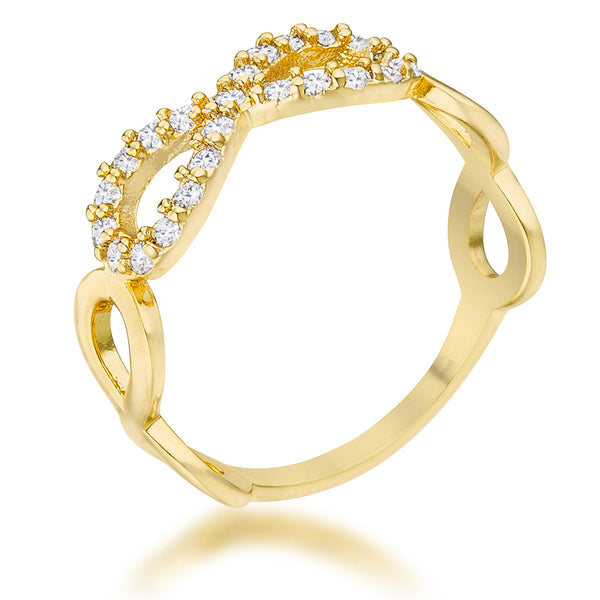 Lovcia Regal Splendor Infinity Ring with 0.35ct CZ in 18k Gold Plating-Rings-5-5