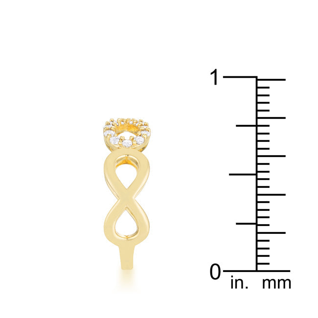 Lovcia Regal Splendor Infinity Ring with 0.35ct CZ in 18k Gold Plating-Rings-5-5