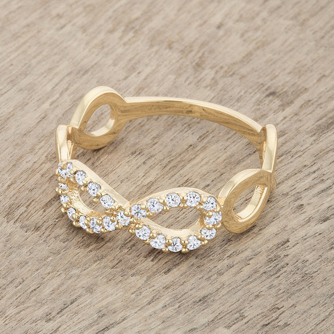 Lovcia Regal Splendor Infinity Ring with 0.35ct CZ in 18k Gold Plating-Rings-5-5