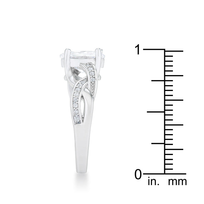 Lovcia Regal Splendor Rhodium Oval Engagement Ring with CZ Stones-Rings-5-5