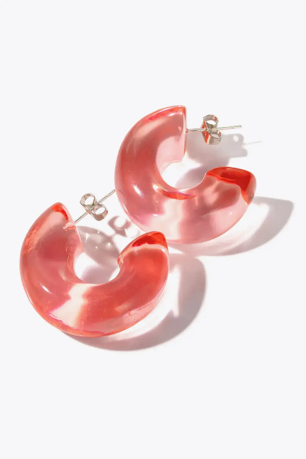 Lovcia Resin C-Hoop Earrings-Earrings-Coral-One Size-Coral
