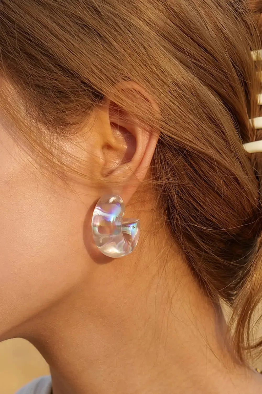 Lovcia Resin C-Hoop Earrings-Earrings-Green-One Size-Green