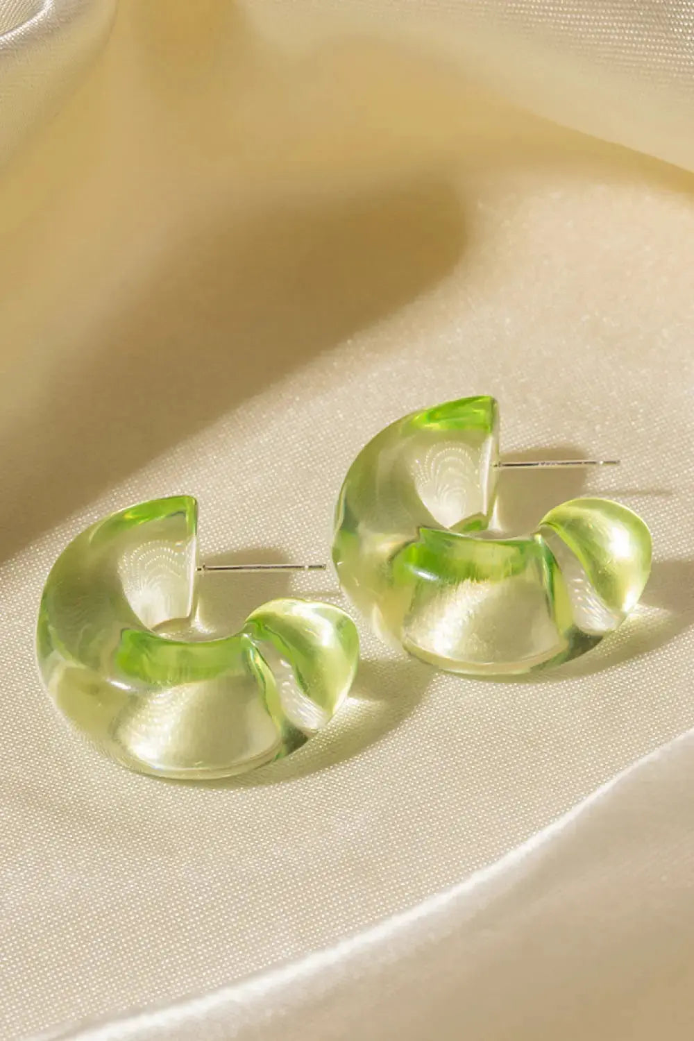 Lovcia Resin C-Hoop Earrings-Earrings-Green-One Size-Green